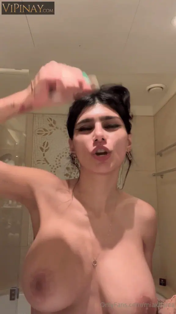 Mia Khalifa Topless Teeth Brushing OnlyFans Video Leaked 3